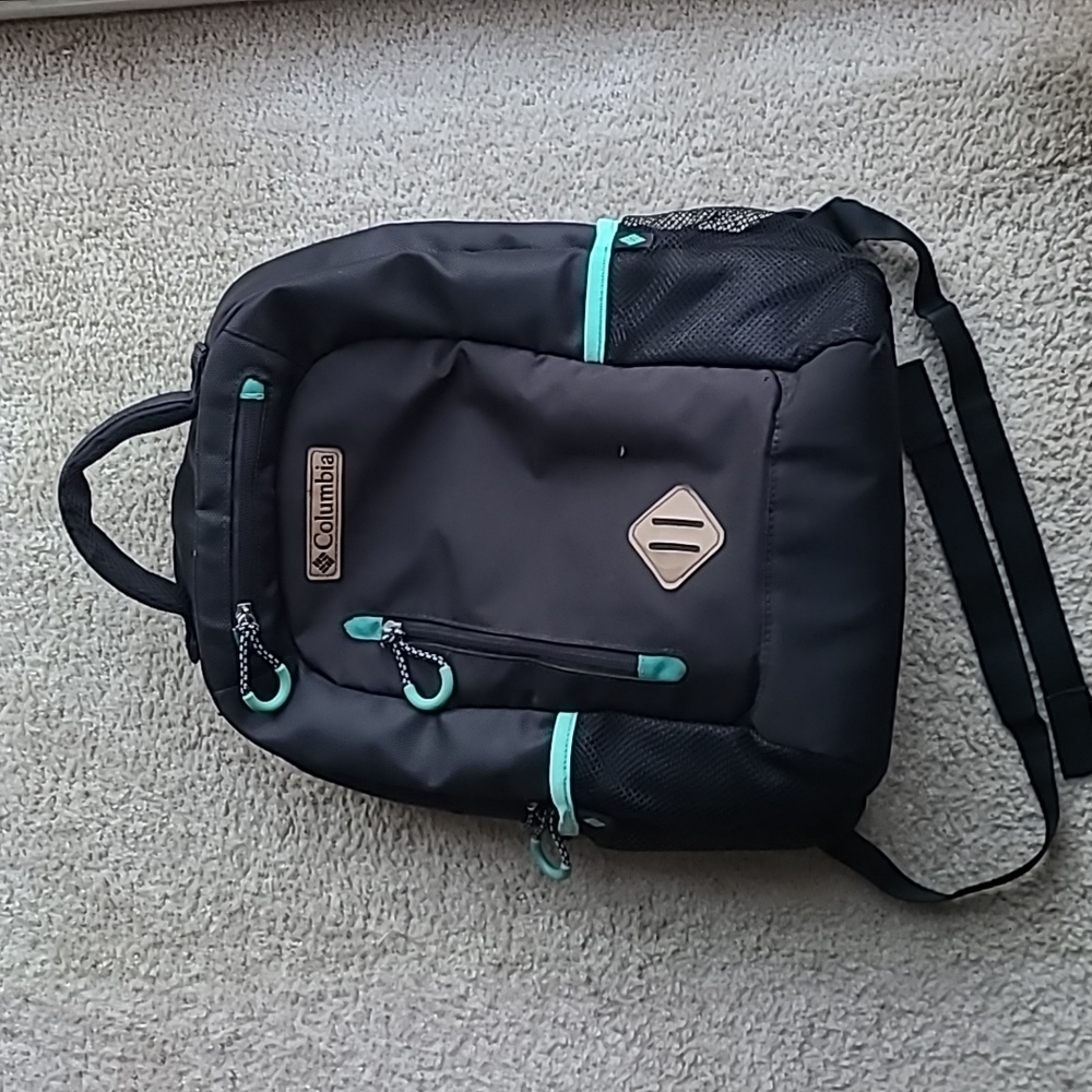 Columbia Black and Teal Diaper Bag Backpack